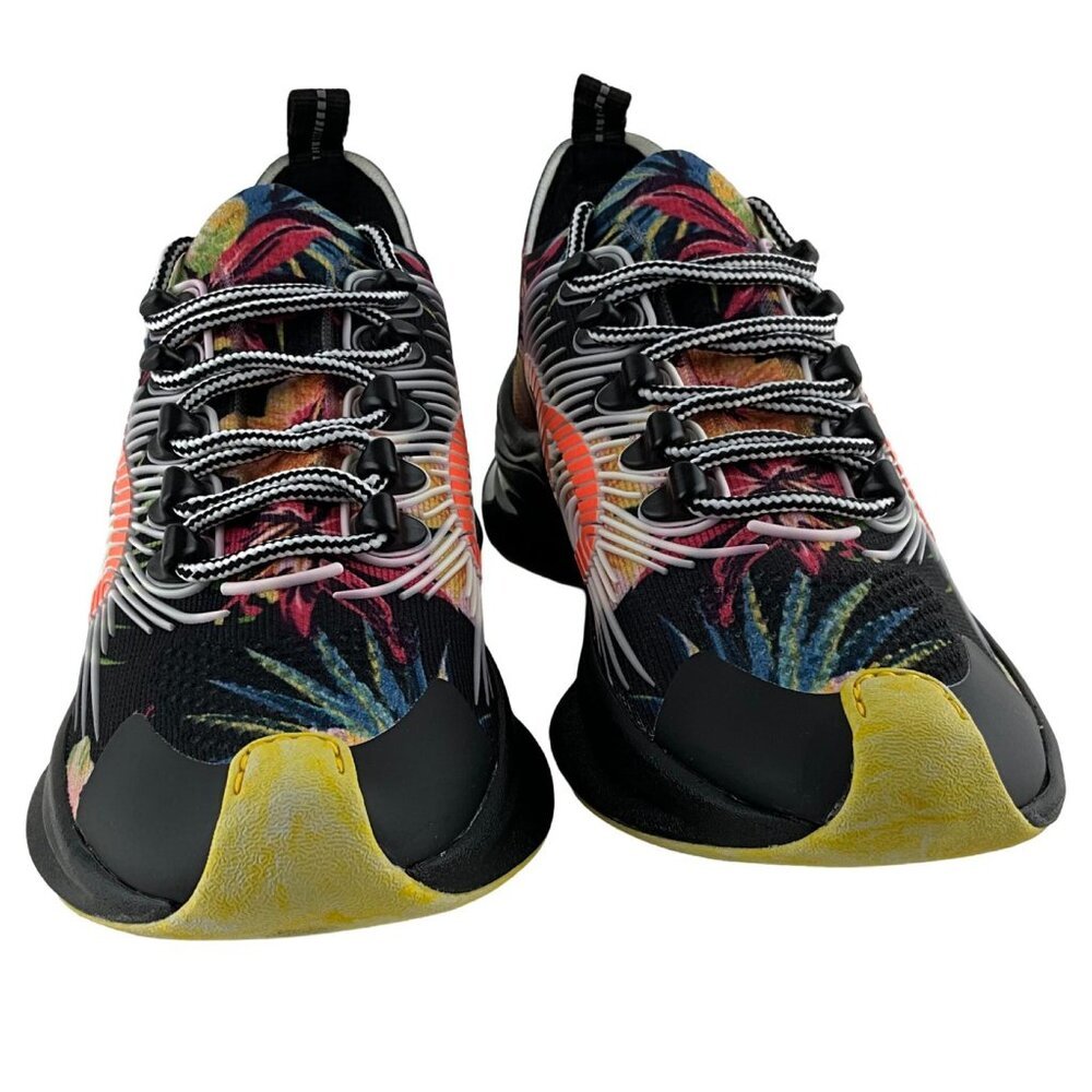 New Gucci Women's Run Sneakers Interlocking G Orange Monogram Black Multi Sz 36